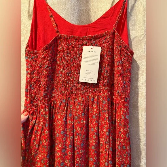 NWT Floral Red boho Maxi Dress M - Picture 11 of 13